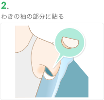 2.わきの袖の部分に貼る